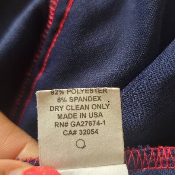 Eva Franco Navy/Red/Pink Floral Embroidered Mesh S/S Blouse, EUC, Sz. S - Picture 8 of 10